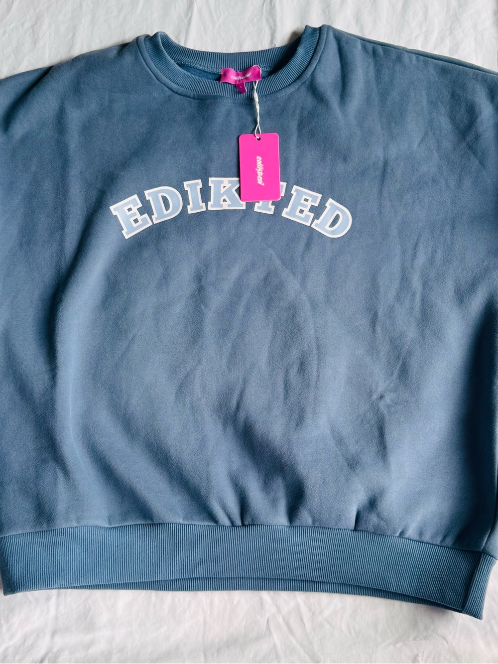 Edikted Slate Blue Crewneck with White Logo